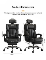 Chaise de bureau - Chaise ergonomique en cuir avec fonction pivotante inclinable et réglable en hauteur pour la maison et le bureau