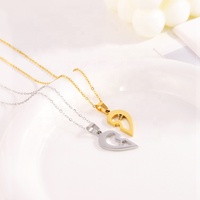 Nouveauté - Bijoux de mode - Collier en acier inoxydable plaqué or - Flèche de Cupidon - Forme de cœur - Pour couple