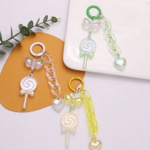 Nouveau porte-clés pendentif sucette en acrylique pailleté, coloré, avec anneau de fixation, accessoire en forme de cœur, décoration pour coque d'écouteurs - Product Image 3