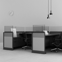 Modern Office Partition Cubicle Modular Workstation Desk Table with Glass Privacy Panel