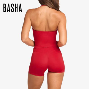 Shorts Crop Top con Logo personalizzato Set di allenamento Sexy per <span class=keywords><strong>palestra</strong></span> completi da donna ad asciugatura rapida nudo sensazione di Yoga Set - Product Image 4