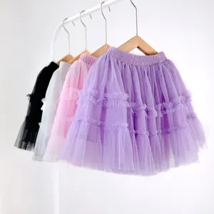 Kids Tiered Tutu Children Ruffle Layer Skirt Lining Cotton Kids Tulle Pleated Skirts for Girls Toddler Black White Tutu Skirt