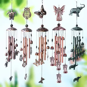 Carillon éolien en métal de couleur cuivre ancien pour décoration de jardin extérieur, cloches éoliennes suspendues pour noël, meilleures ventes en chine