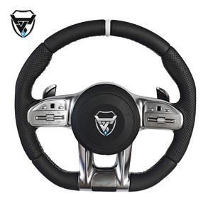 Volant modifié en cuir noir ligne blanche pour Mercedes Benz <span class=keywords><strong>A</strong></span> GLA B GLB C GLC E GLE CLS ZC-809-P69-F - Product Image 1