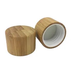 OEM OEM özel doğal çevre dostu bambu kozmetik ambalaj için vidalı kapak 20mm 24mm 28mm ahşap kap