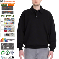 Sweat-shirt pour homme de haute qualité en molleton français épais 100% avec col rabattu, coupe ample et oversize, pull-over pour homme