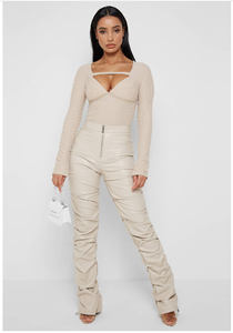 All'ingrosso 2025 estate <span class=keywords><strong>pantaloni</strong></span> da donna <span class=keywords><strong>in</strong></span> <span class=keywords><strong>pelle</strong></span> sintetica autunno moda donna <span class=keywords><strong>pantaloni</strong></span> lunghi pieghevoli <span class=keywords><strong>con</strong></span> personalità frontale piatta - Product Image 3