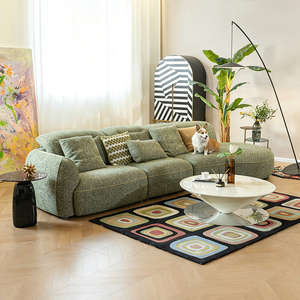 Ensemble en L populaire et moderne en tissu, style nuage flottant, dossier haut, assise profonde, pour un salon confortable, choix idéal pour villa - Product Image 1