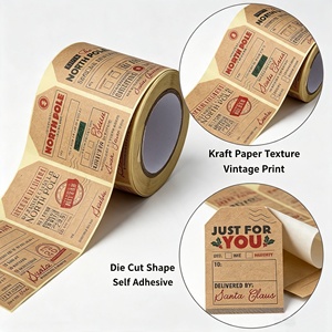 Etiquetas de Papel Kraft Troqueladas, Autoadhesivas, con Impresión Vintage del Polo Norte, Etiquetas de Regalo de Forma Irregular, Pegatinas para Embalaje Artesanal - Product Image 1
