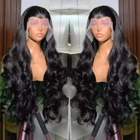 Perruques Lace Front sans colle en cheveux vierges Remy birmans bruts, densité 250%, noir naturel, ondulations lâches, bouclées, vente en gros