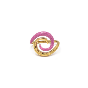 Fashion <b>Rings</b> 316L Stainless Steel PVD Gold Plating Pink Spiral Design Sustainable Resistant Jewelry - Product Image 2