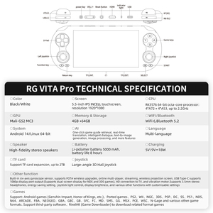 Anbernic RG <span class=keywords><strong>Vita</strong></span> PRO 5.48 Pollici Touchscreen Sistema Android 14/Linux Wi-Fi 6 5000 mAh Supporta Console PS2 WII Videogiochi - Product Image 6