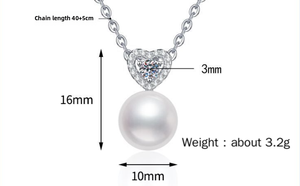 Lovely Heart <strong>Pendant</strong> Natura Freshwater <strong>Pearl</strong> Jewelry Modern Design VVS Moissanite Sterling Pure Silver S925 <strong>Necklace</strong> for Girls - Product Image 6