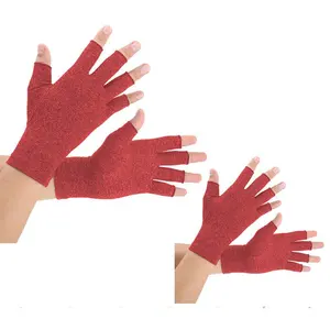 Women Half Finger Professional Therapy Arthritis Anti-Slip Cotton Protective Compression Gloves for Pain Relief