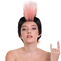 Perruque Mohawk rose intégrale HLC ODM Troll Rock Star, perruques de fête d'Halloween, accessoires de costume, mode unisexe, perruques de performance