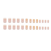 Haute qualité prix de gros enveloppes ongles rose Plaid Design faux ongles avec colle français cercueil Glam décoration ongles réutilisables