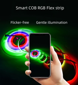 Bande lumineuse LED COB adressable RGBIC intelligente, couleurs changeantes, 12V 24V, matériau FPC, télécommande Wi-Fi, usage résidentiel - Product Image 4