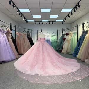 Robe de bal de Quinceañera en cristal rose avec perles, appliques de sequins et dentelle, modèle Sweet Vestidos De 15 Dy1337 - Product Image 2