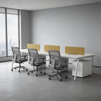 Banc de travail de bureau pour 6 personnes avec écran de confidentialité pour espace de travail ouvert