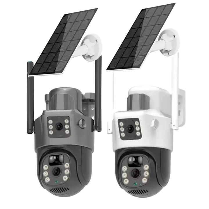 V380 4MP 4G Solar Outdoor Security Camera Dual Lens with 2K Resolution and  Two-Way Audio for CCTV PTZ System