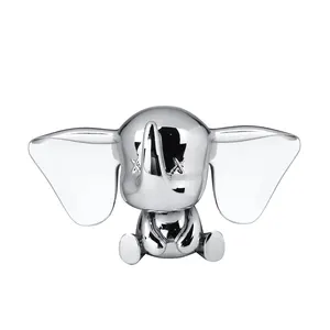 Polyresin gümüş elektroliz dumbo oyuncak heykeli 3D büyük kulak karikatür fil figürü heykel