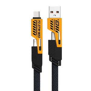 สายเคเบิล USB 4 in 1ชนิด C 65W ใหม่สายชาร์จ480Mbps ข้อมูล Punk ชาร์จเร็วชิป E MARKER แบบถักตารางโทรศัพท์ PD สายไฟ - Product Image 2