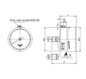 Medidor de pressão <span class=keywords><strong>Wika</strong></span> para modelos da indústria de processo 632,50 e 633,50 NS 63 100 160 Compatível com <span class=keywords><strong>EN</strong></span> <span class=keywords><strong>837</strong></span>-3 - Product Image 5