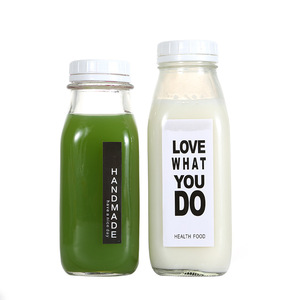 Precio <span class=keywords><strong>barato</strong></span>, la <span class=keywords><strong>mejor</strong></span> venta, 300ML, 500ML, 1000ml, botella de vidrio cuadrada vacía para bebidas de jugo de leche con cubierta a prueba de fugas de plástico blanco - Product Image 1