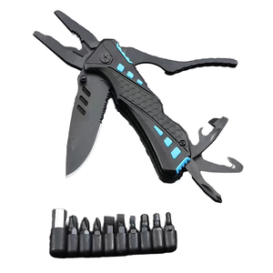 OEM Customizable 10-in-1 <strong>Black</strong> Stainless Steel Pocket <strong>Multitool</strong> with Industrial Grade Saw Blade and Ruler Includes Pliers - Product Image 1