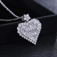 Collier pendentif cœur romantique en CZ pour femme, micro-pavé de zircon cubique, plaqué rhodium, en laiton