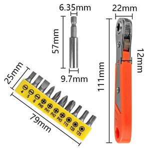 Mini Ratchet Screwdriver Set 6.35 Mm <b>Precision</b> Bits Reversible For Small Spaces Dual Purpose Wrench With Bit And Socket - Product Image 1