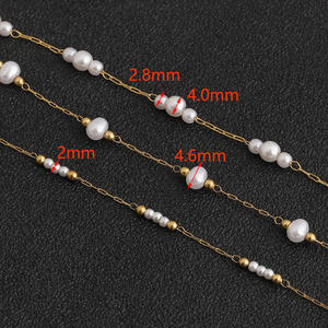 Cadena de Bolas con Cuentas de Perlas de Imitación de Acero Inoxidable Chapado en Oro de 18K al por Mayor para Collares Hechos a Mano para Mujer - Product Image 6