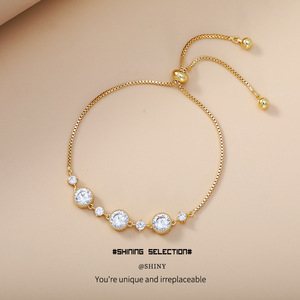 สร้อยข้อมือเซอร์คอนสีทองสีแชมเปญเครื่องประดับสตรีสไตล์มินิมอลสวมใส่ในชีวิตประจำวัน - Product Image 1
