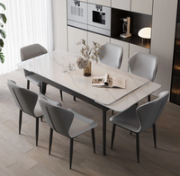 Foshan Factory Ensemble table à manger de luxe 6 places extensible pierre frittée pin recyclé meubles de Chine pour application de bar