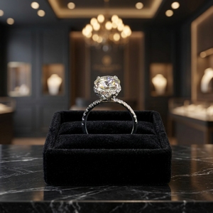 Anillo de Compromiso de Moissanita Blanca, Plata de Ley 925, Bañado en Rodio, Corte Brillante Redondo, Anillo de Lujo para Mujer, Regalo de Boda - Product Image 1