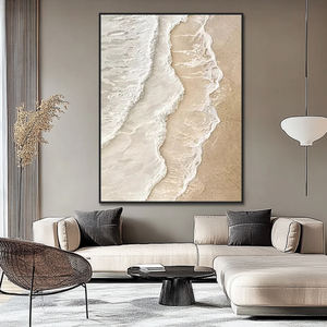 Décor d'hôtel bleu <span class=keywords><strong>beige</strong></span> côtier acrylique 3D vague de mer fait à la main peintures de <span class=keywords><strong>plage</strong></span> art mural contemporain toile durable - Product Image 5