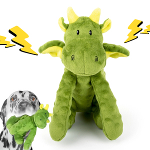 Instock kabarcık sert çiğnemek bekçi dayanıklı köpek oyuncaklar yeşil ejderha kırışık yumuşak peluş gıcırtılı köpek oyuncak büyük köpekler için