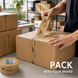 Custom Printed High Adhesion Reinforced Water Free Self Adhesive Tape for <b>Parcel</b> Packaging,Kraft <b>Paper</b> Tape - Product Image 2