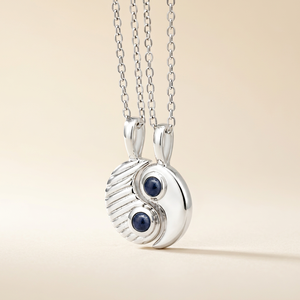 Collier Yin Yang pour couple en argent sterling 925 – Ensemble de bijoux avec pendentifs doubles assortis - Product Image 2