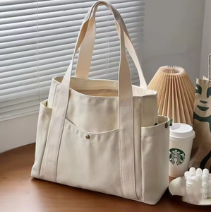 Bolsas de hombro al por mayor de alta calidad, bolsas de compras reutilizables de lona de algodón, bolsas de lona de gran capacidad personalizadas con logotipos - Product Image 5