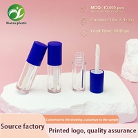 Nouveau mini tube de rouge à lèvres bleu mignon, emballage cosmétique vide, flacon ABS, conteneur de brillant à lèvres, sérigraphie, bouchon à clapet PET