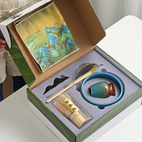 Ensemble de thé matcha OEM 8 pièces, logo personnalisé, bol en porcelaine, fouet en bambou, écologique, marque privée, ensemble cadeau pour la cérémonie du thé japonaise