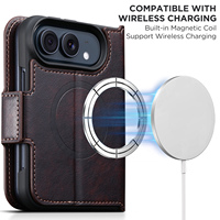 Étui de téléphone SUTENI pour iPhone Duo avec recharge sans fil, porte-cartes, boucle magnétique, support, rabat, portefeuille, cuir synthétique de luxe
