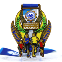 Médaille Souvenir Métallique Personnalisée par le Fabricant pour Course à Pied 5km 10km Demi-Marathon et Spinning avec Ruban Rotatif