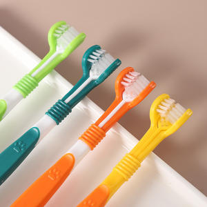 Soft Bristles Triple-headed Three Sided Plastic Oral <b>Cleaning</b> Dog Pet Toothbrush Grooming Tools <b>Brushes</b> - Product Image 3