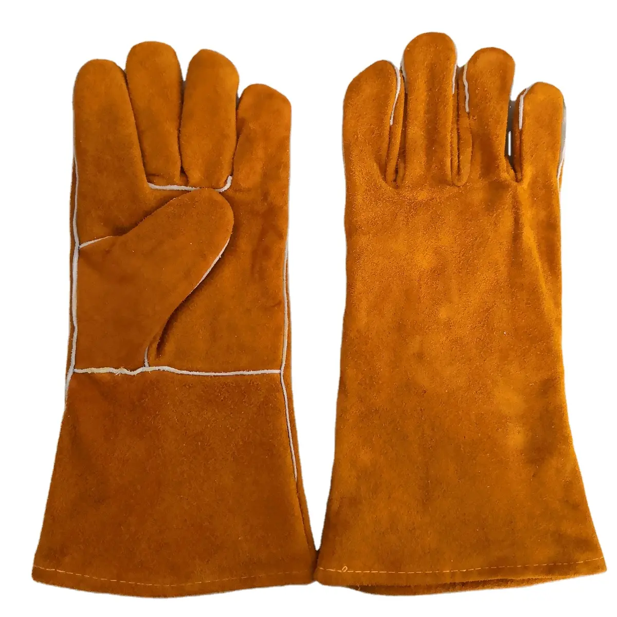 Heaper Price-soldador Garde, guantes de soldadura de arco de trabajo de cuero de vaca, cuero partido amarillo