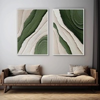 Vente en gros - Peinture acrylique originale Verdant Flow Diptych Green texturée abstraite, nature morte, peinte à la main sur toile, décoration murale pour intérieur