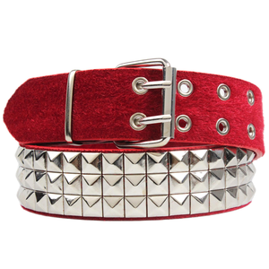 Ceintures pour femmes en cuir PU et tissu VELVET personnalisées par le fabricant, avec rivets pyramidaux - Product Image 2