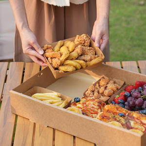 Утолщенная крафт-бумага, жиронепроницаемая, одноразовая, настраиваемая упаковка для жареной курицы и картофеля фри, коробка-лодка из крафт-бумаги - Product Image 4