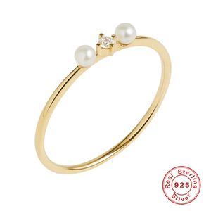 Brazalete Abierto de Plata de Ley S925 Chapado en Oro de 18K con Perla y Moissanita, para Mujer, Lujoso, Sencillo, para el Día a Día, Banquete o Regalo - Product Image 5